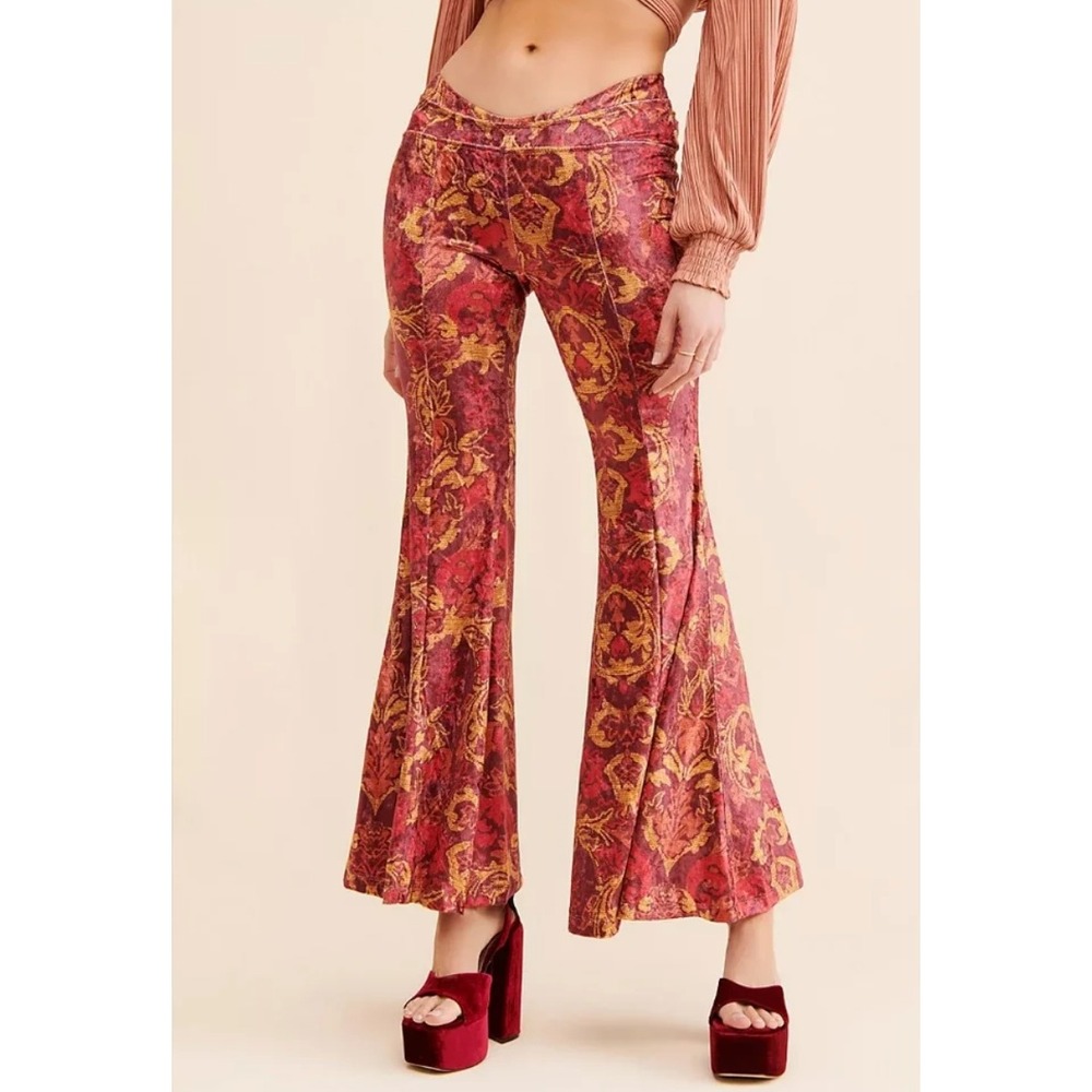 FREE PEOPLE Hold Me Closer Velvet Bell Bottom Flare Pants